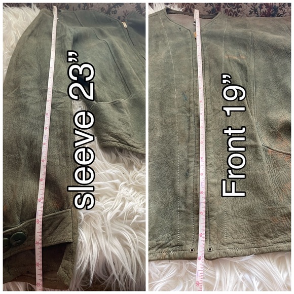 Antique Leather Jacket 1930s 40s Moto Biker Flapper Victorian Cossack XS Green - Picture 15 of 16